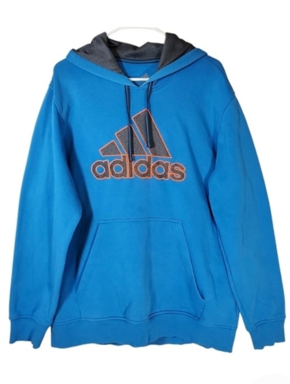 Adidas Pullover Kangaroo Pocket Long Sleeve Hoodie Blue Size XL